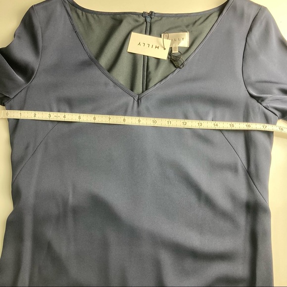 NWT Milly Butterfly Sleeve V-Neck Mini Shift Dress in Navy , Size 4 - Picture 11 of 13
